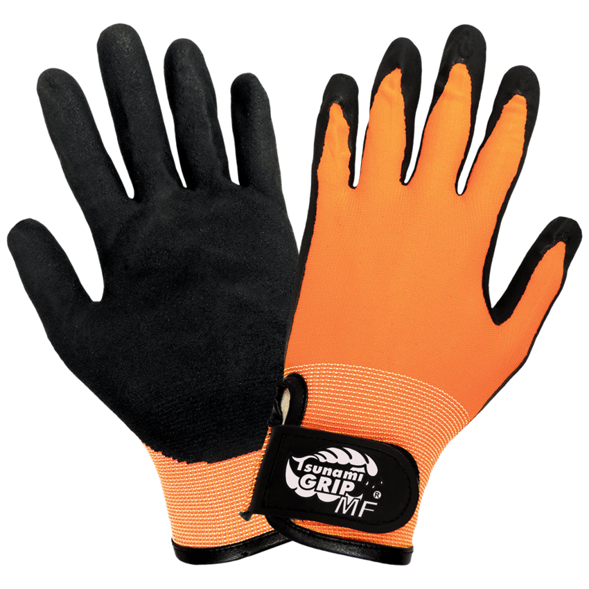 Tsunami Grip® MF High-Visibility Mach Finish Nitrile Palm Coated Gloves with Cut, Abrasion, and Puncture Resistance