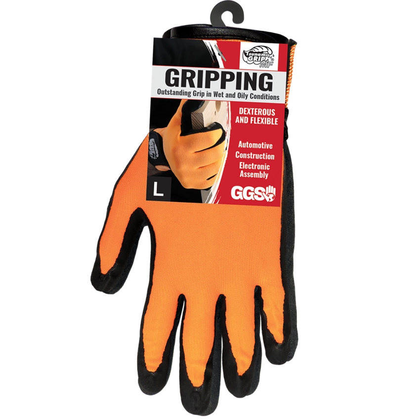 Tsunami Grip® MF High-Visibility Mach Finish Nitrile Palm Coated Gloves with Cut, Abrasion, and Puncture Resistance