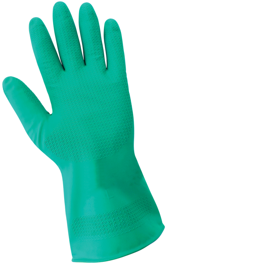 FrogWear® Ambidextrous 11-Mil Unlined Sea Green Nitrile Wave Pattern Grip Unsupported Gloves