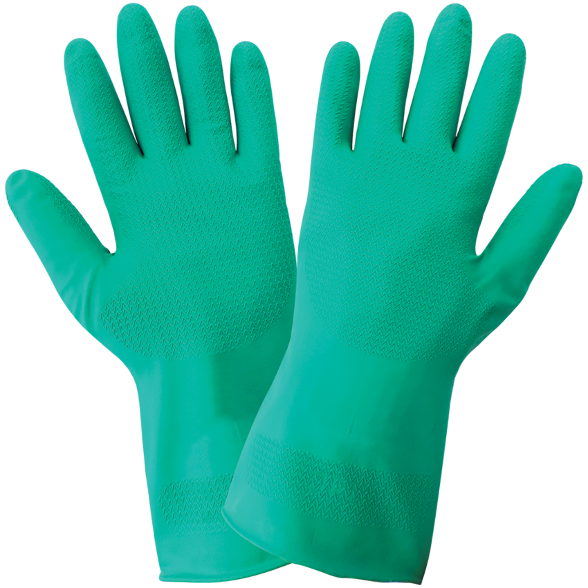 FrogWear® Ambidextrous 11-Mil Unlined Sea Green Nitrile Wave Pattern Grip Unsupported Gloves