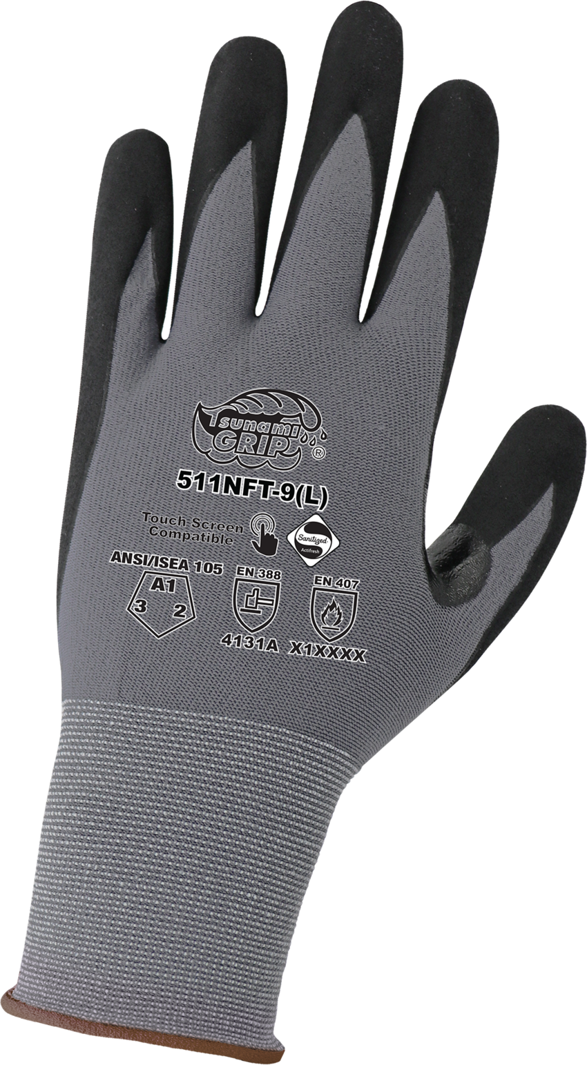 Tsunami Grip® General Purpose Touch Screen Gloves Coated with New Foam Technology Nitrile