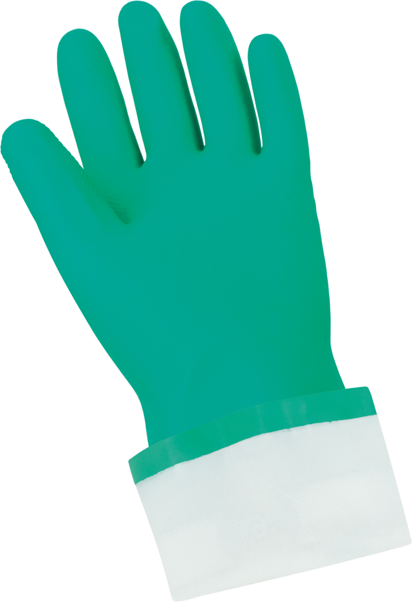 FrogWear® Flock-Lined 15-Mil Green Nitrile Raised Diamond Pattern Grip Unsupported Gloves