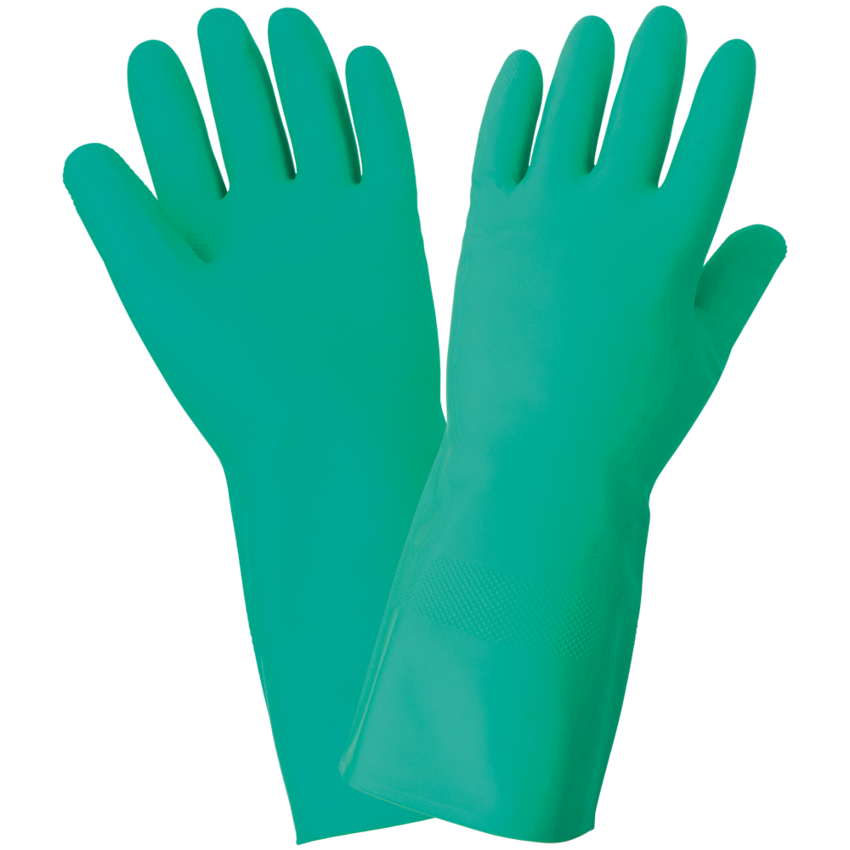 FrogWear® Unlined 12-Mil Green Nitrile Raised Diamond Pattern Grip Unsupported Gloves