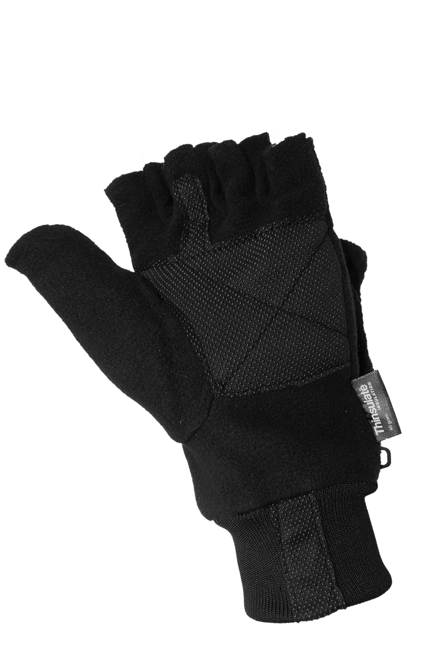 Insulated Fleece Fingerless Flip-Up Mittens