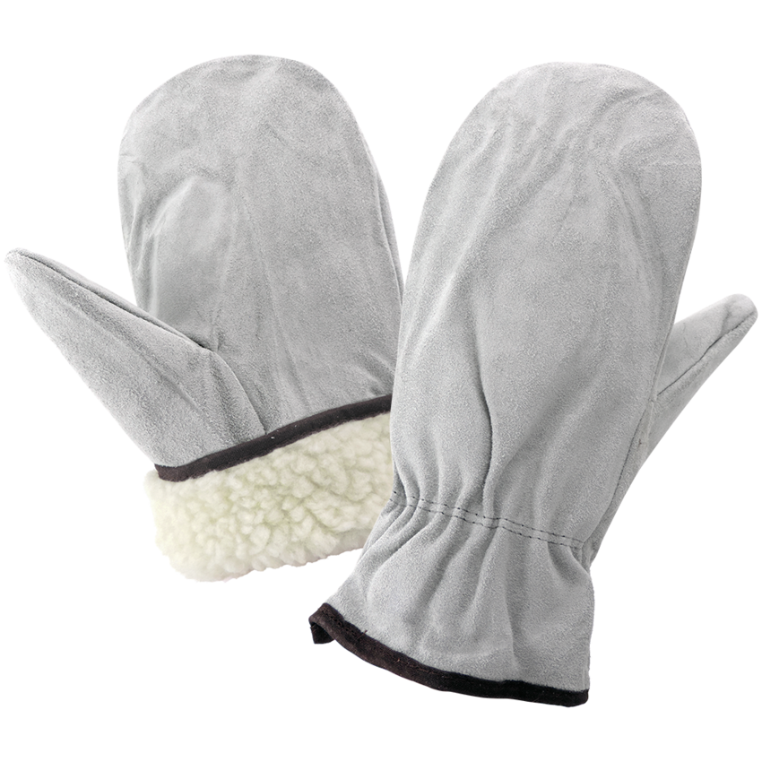 Quality Split Cowhide Leather Cotton Pile Lined Mitten