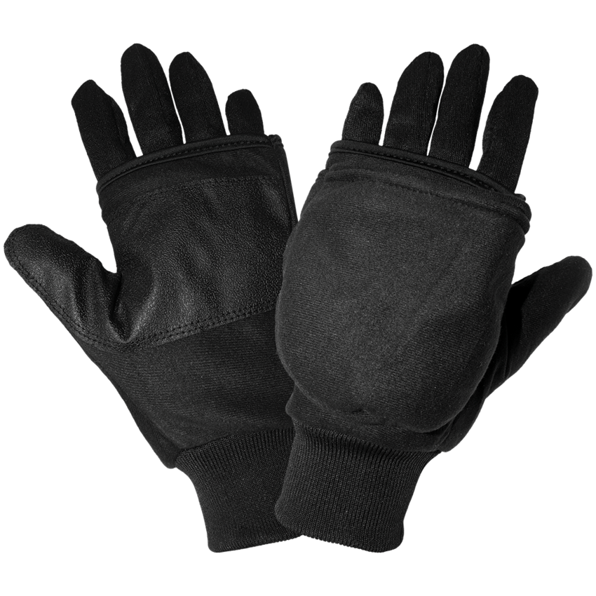 Insulated Fleece Flip-Up Mittens with Heating Pad Pocket