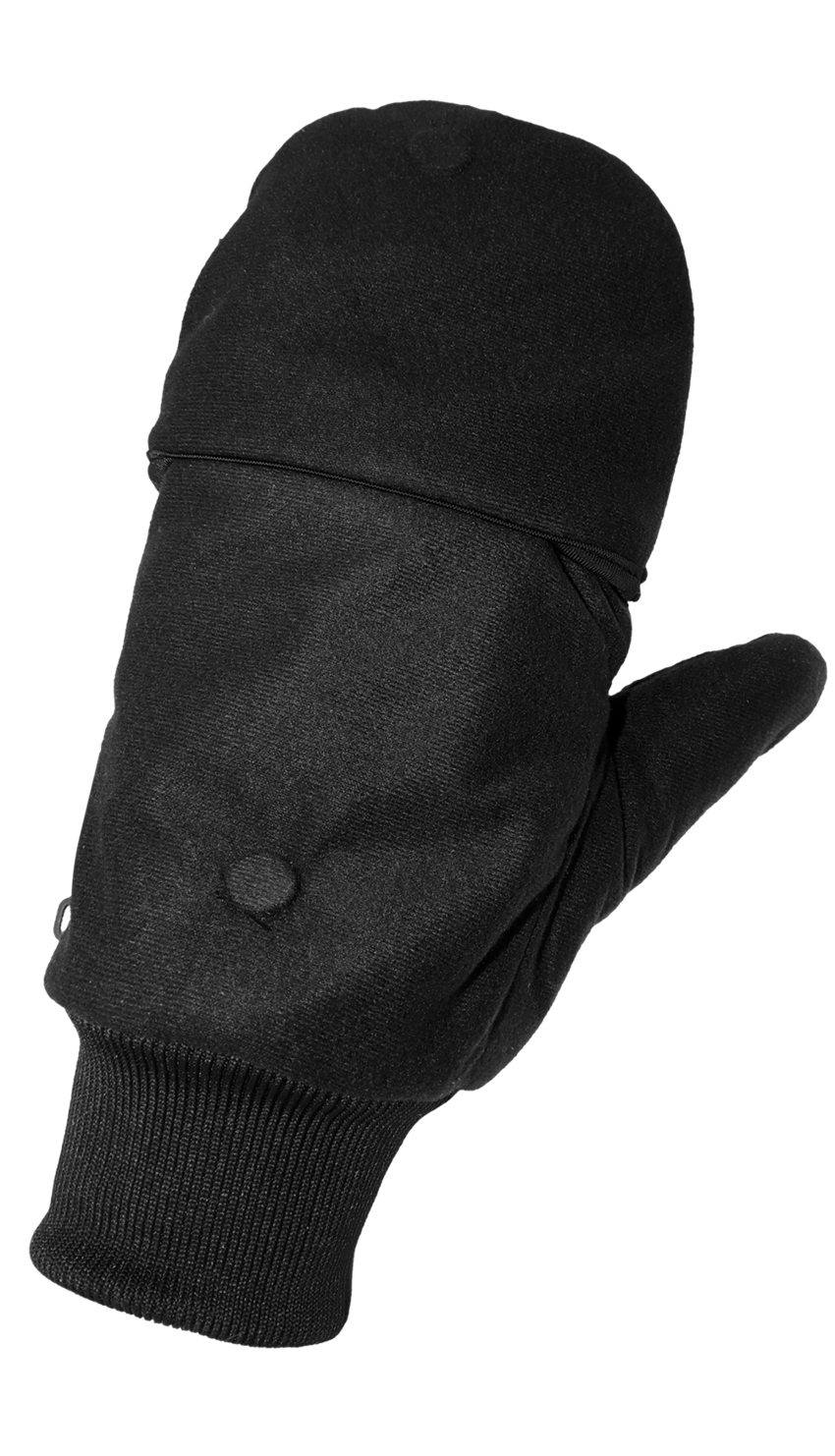 Insulated Fleece Flip-Up Mittens with Heating Pad Pocket