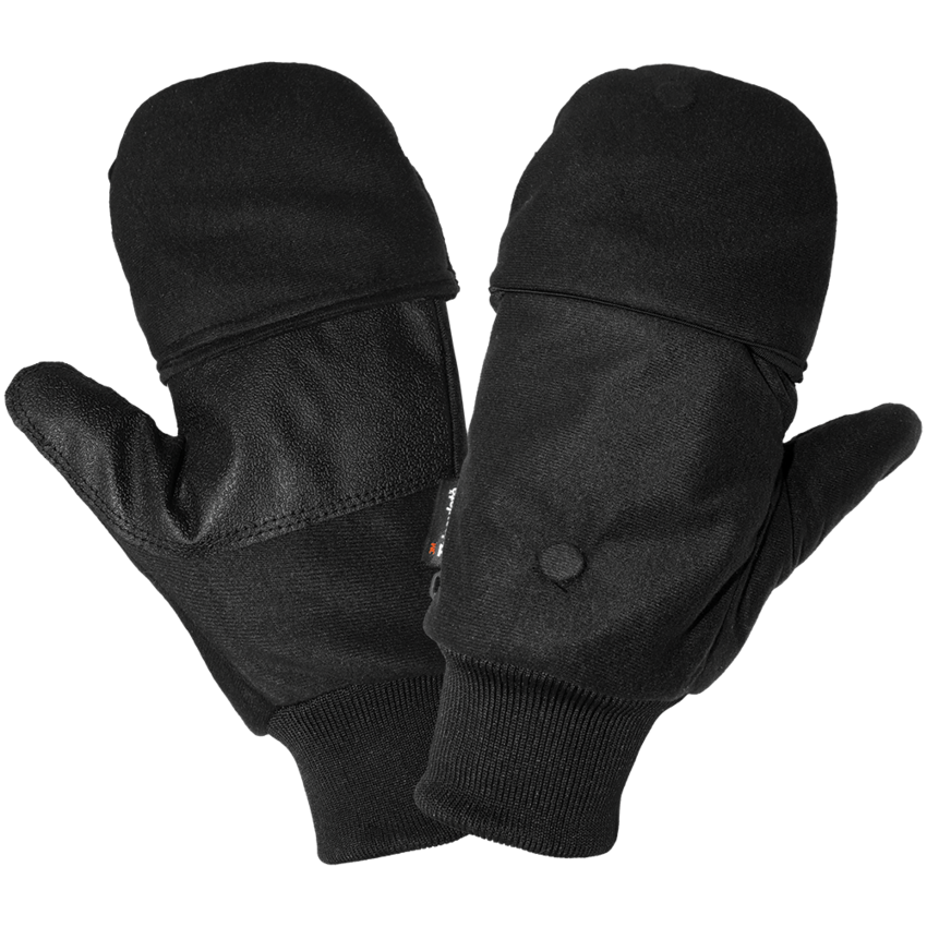 Insulated Fleece Flip-Up Mittens with Heating Pad Pocket