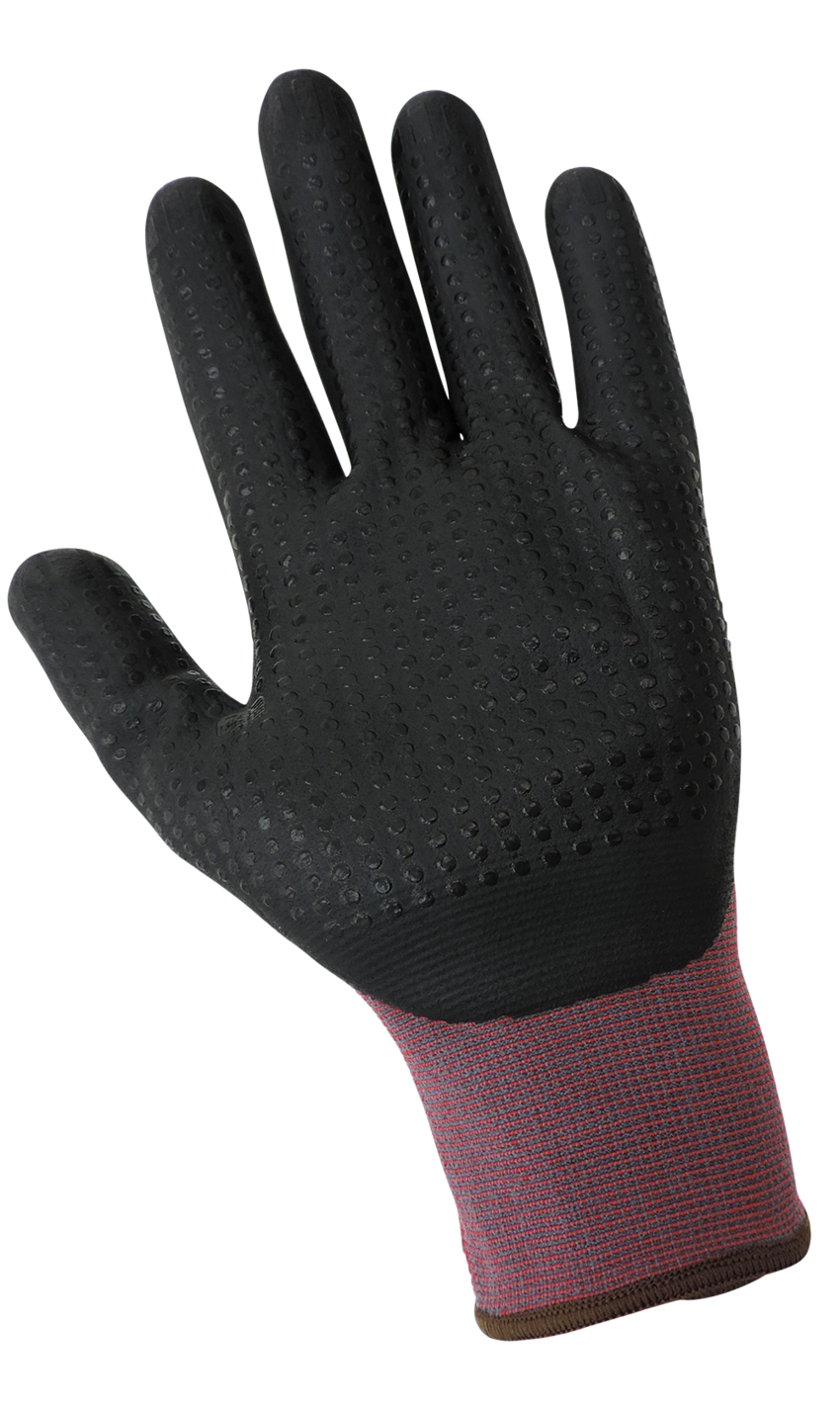 Tsunami Grip® Lightweight Seamless Three-Quarter New Foam Technology Dotted Nitrile Coated Palm Gloves with Cut, Abrasion, and Puncture Resistance