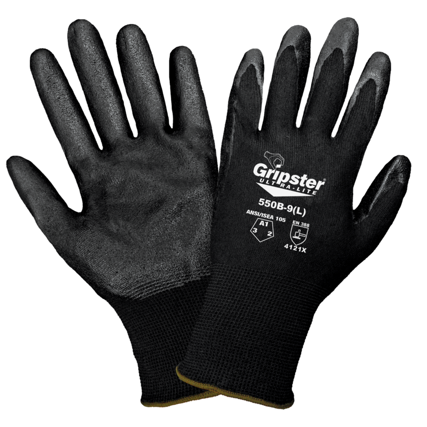 Gripster® Ultra-Lite Black Foam Nitrile Coated Gloves with Cut, Abrasion, and Puncture Resistance