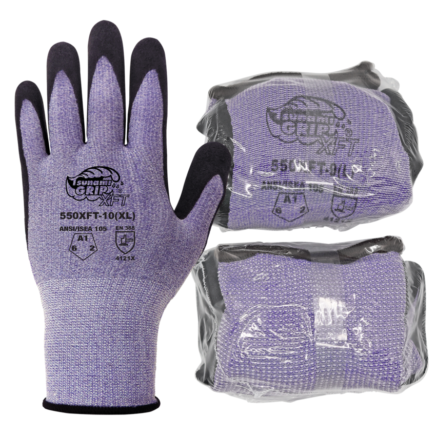 Tsunami Grip® XFT Xtreme Foam Technology Coated Anti-Static/Electrostatic Compliant Gloves Packaged for Vending Machines