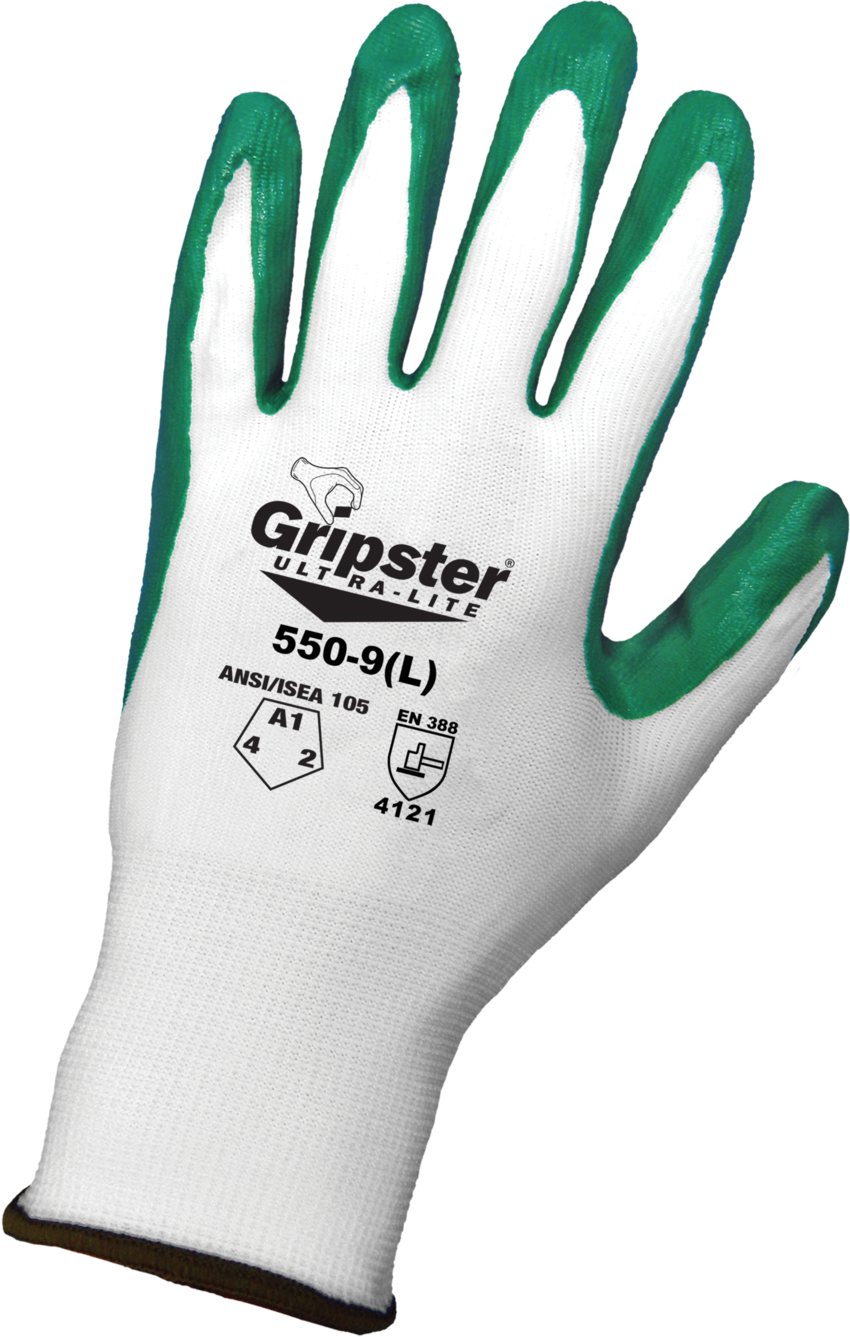 Gripster® Ultra-Lite Solid Nitrile Coated Nylon Gloves with Cut, Abrasion, and Puncture Resistance