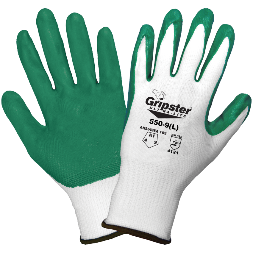 Gripster® Ultra-Lite Solid Nitrile Coated Nylon Gloves with Cut, Abrasion, and Puncture Resistance