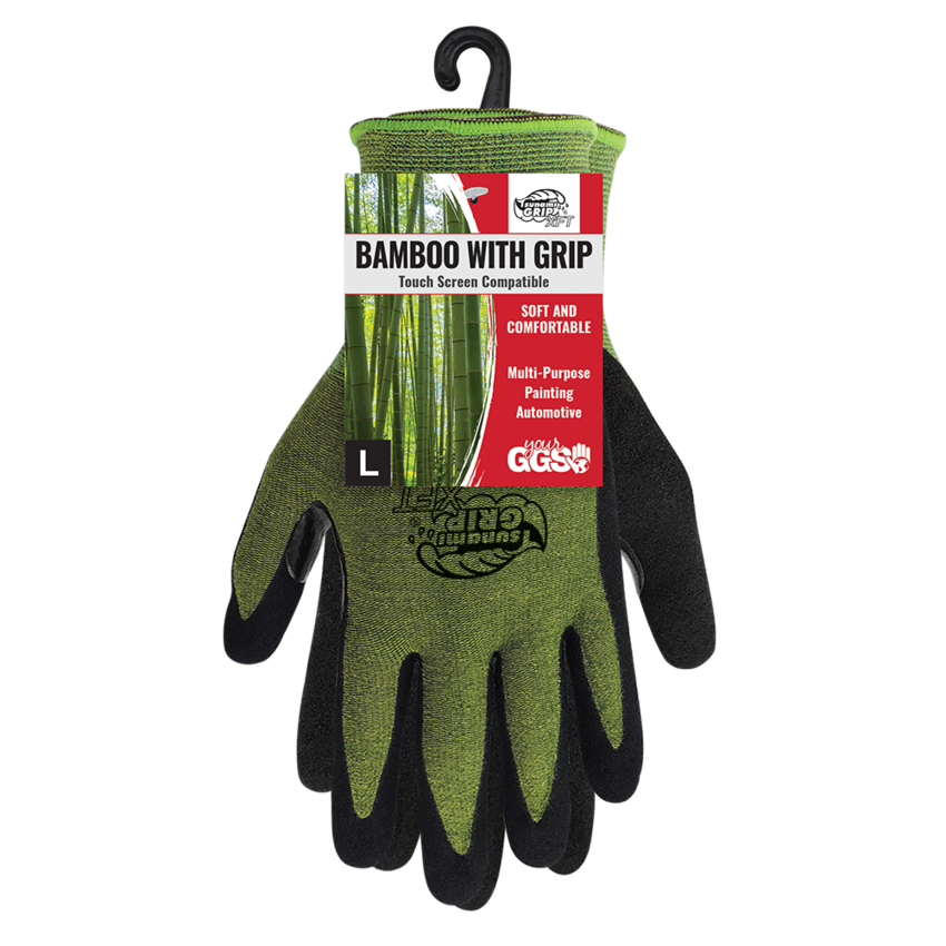 Tsunami Grip® XFT Touch Screen Compatible Xtreme Foam Technology Coated Bamboo Gloves with Cut, Abrasion, and Puncture Resistance