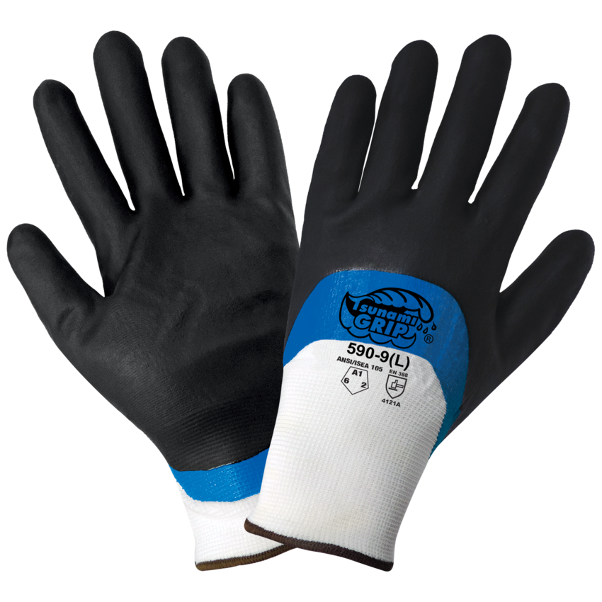 Tsunami Grip® Double-Nitrile-Coated Anti-Static/Electrostatic Compliant Gloves with Cut, Abrasion, and Puncture Resistance