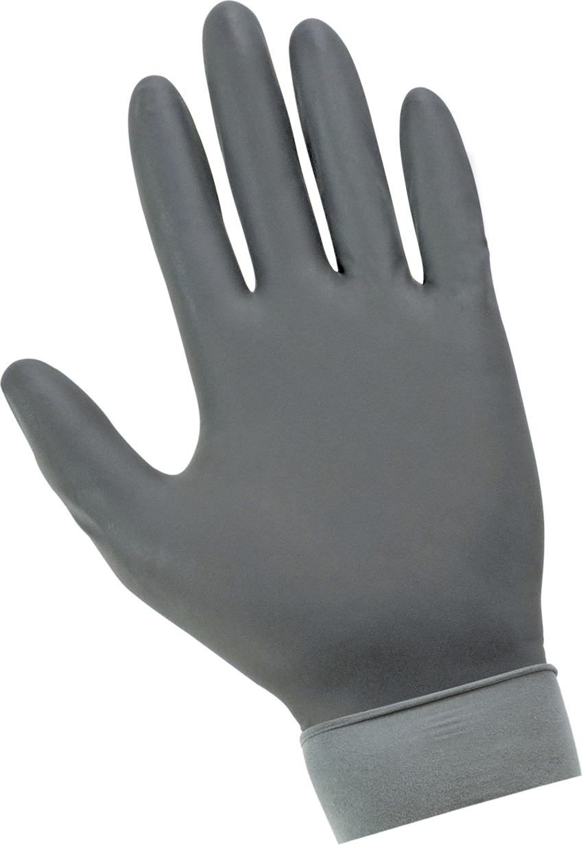 Panther-Guard® Heavyweight Nitrile, Powder-Free, Examination-Grade, Steel Gray, 6-Mil, Flock Lined, Textured Fingertips, 9.5-Inch Disposable Gloves