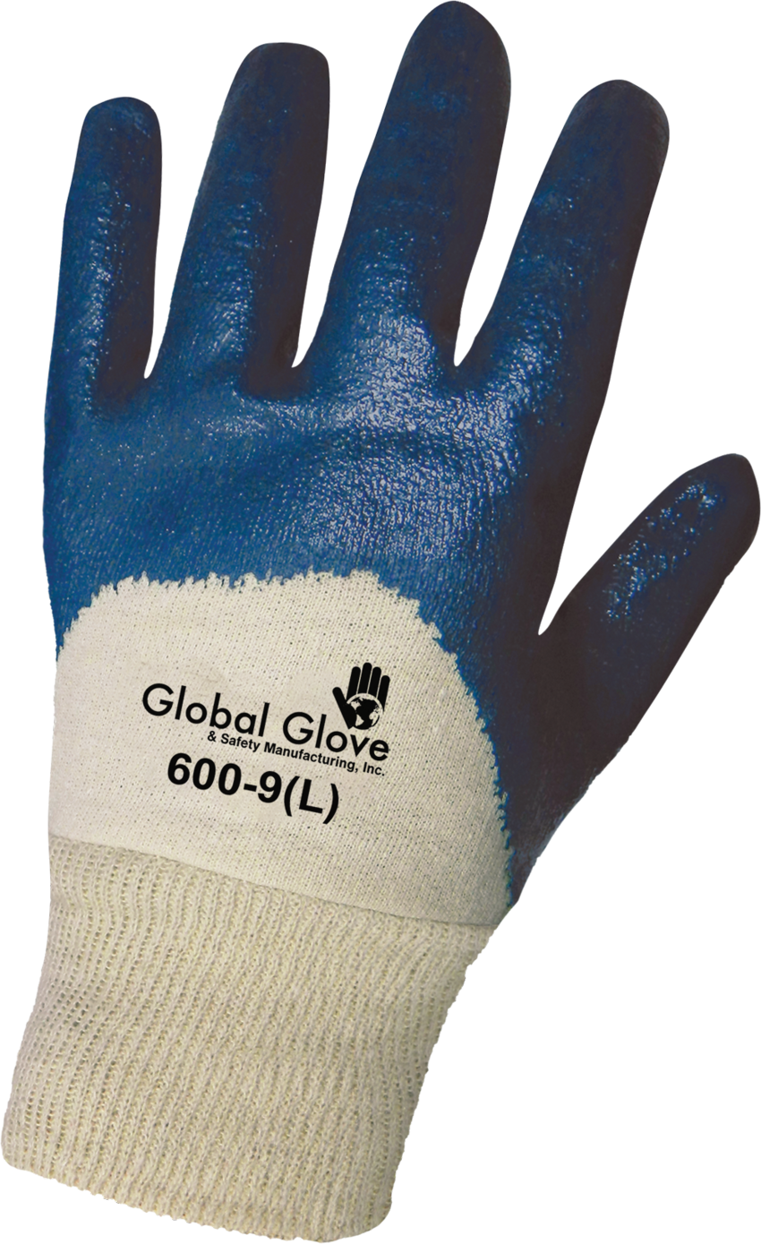 Solid Nitrile Three-Quarter Coated Two-Piece Jersey Gloves