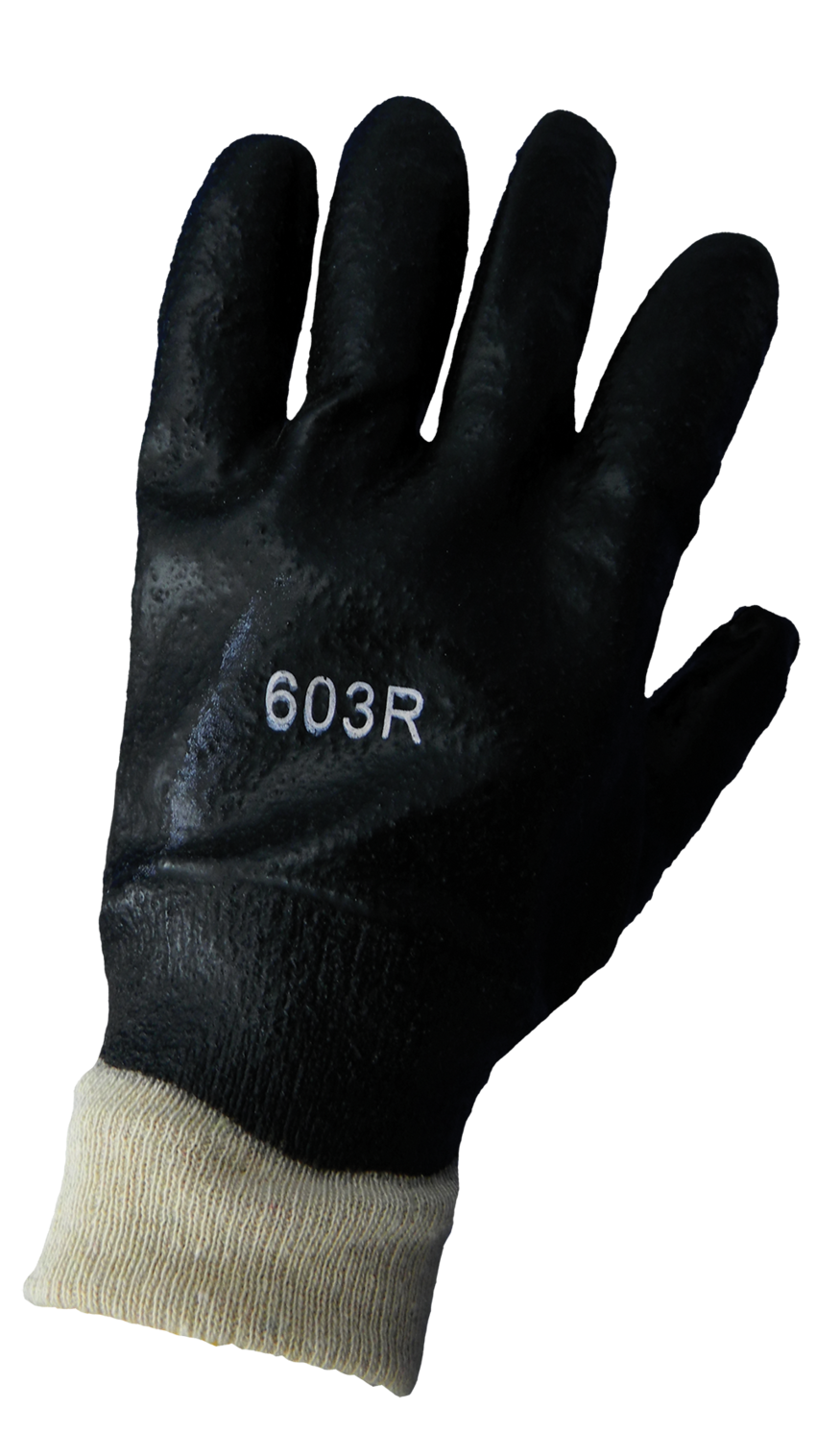 Economy Black PVC on Cotton Interlock Liner Solvent Resistant Gloves