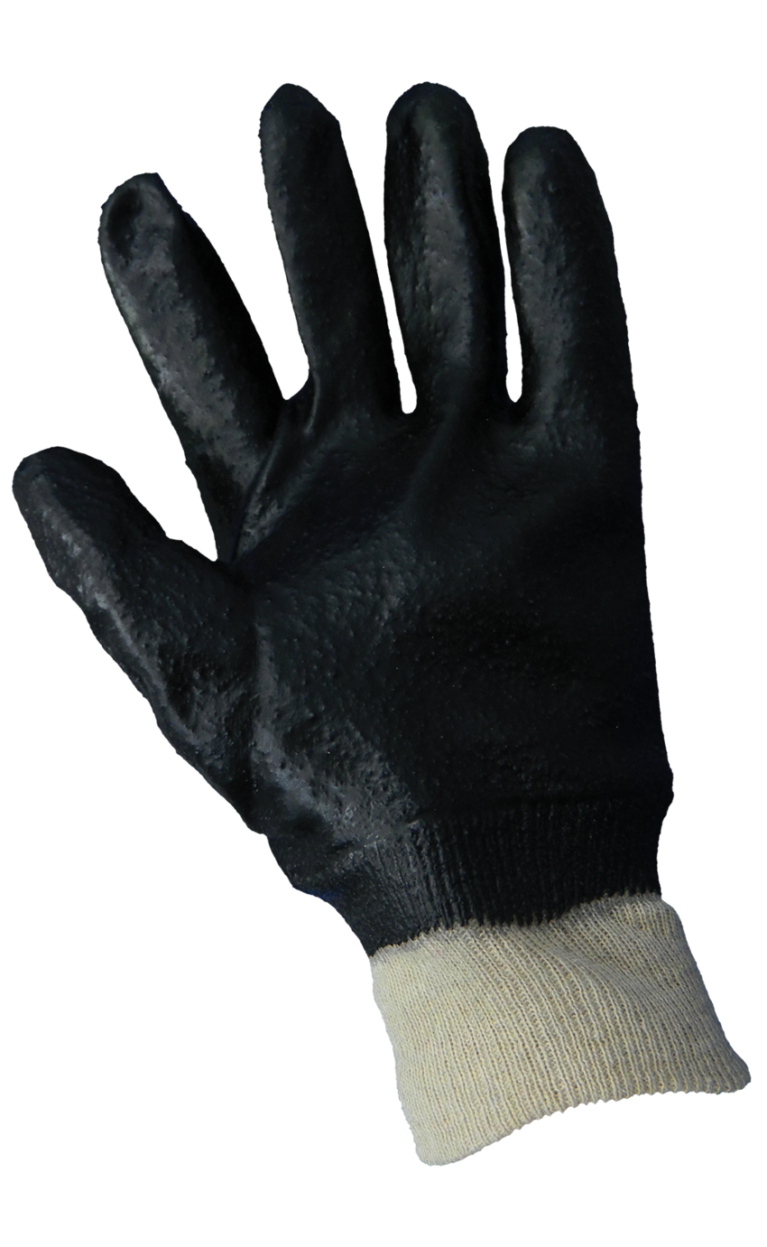 Economy Black PVC on Cotton Interlock Liner Solvent Resistant Gloves