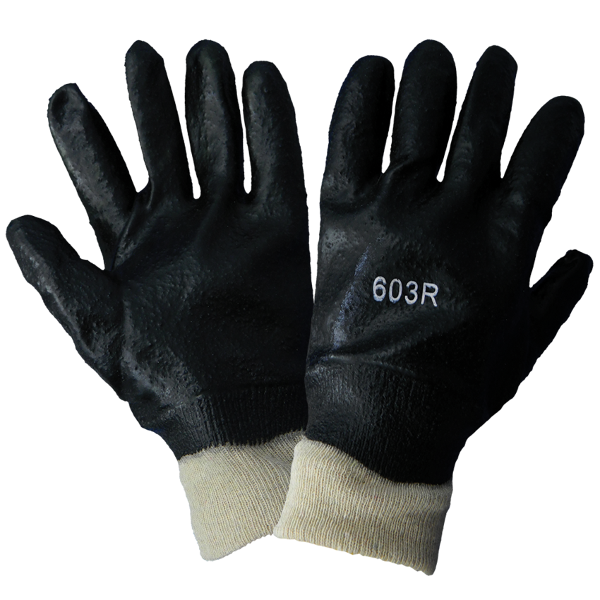 Economy Black PVC on Cotton Interlock Liner Solvent Resistant Gloves