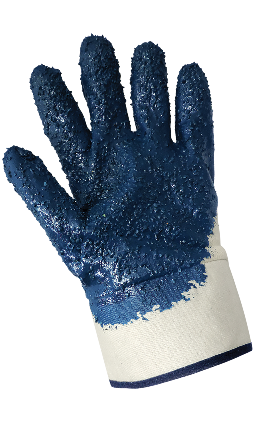 Rough Finish Solid Nitrile Three-Quarter Coated Two-Piece Jersey Gloves