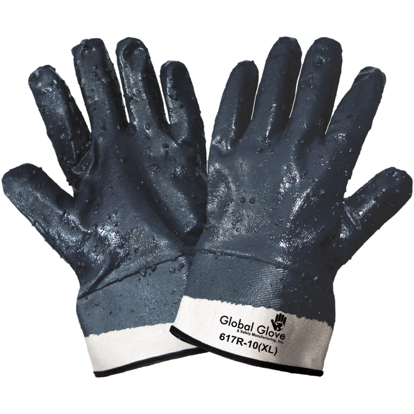 Rough Finish Solid Nitrile Fully Coated Two-Piece Jersey Gloves