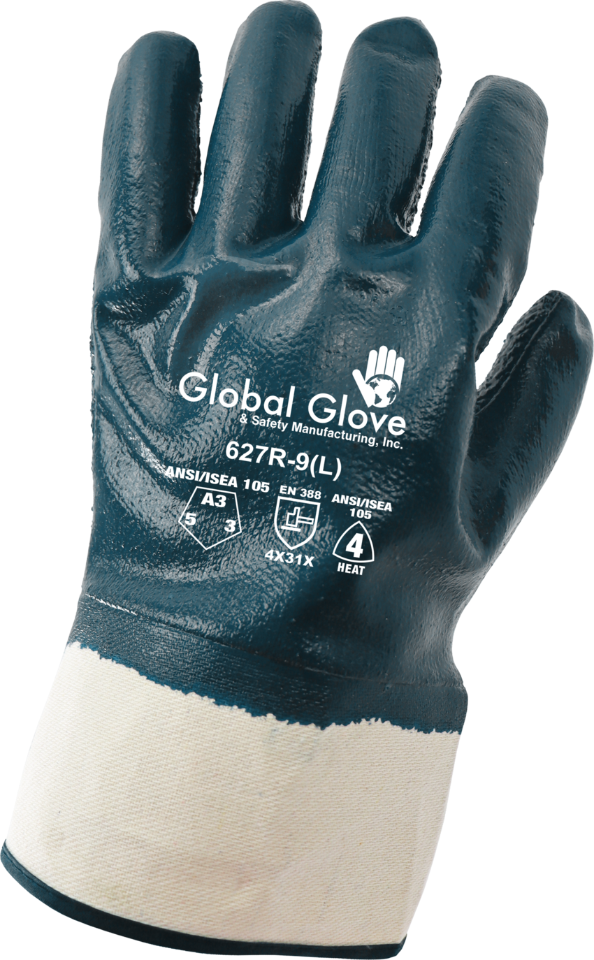 Premium Solid Nitrile Fully Coated Two-Piece Jersey Gloves with Rough Finish