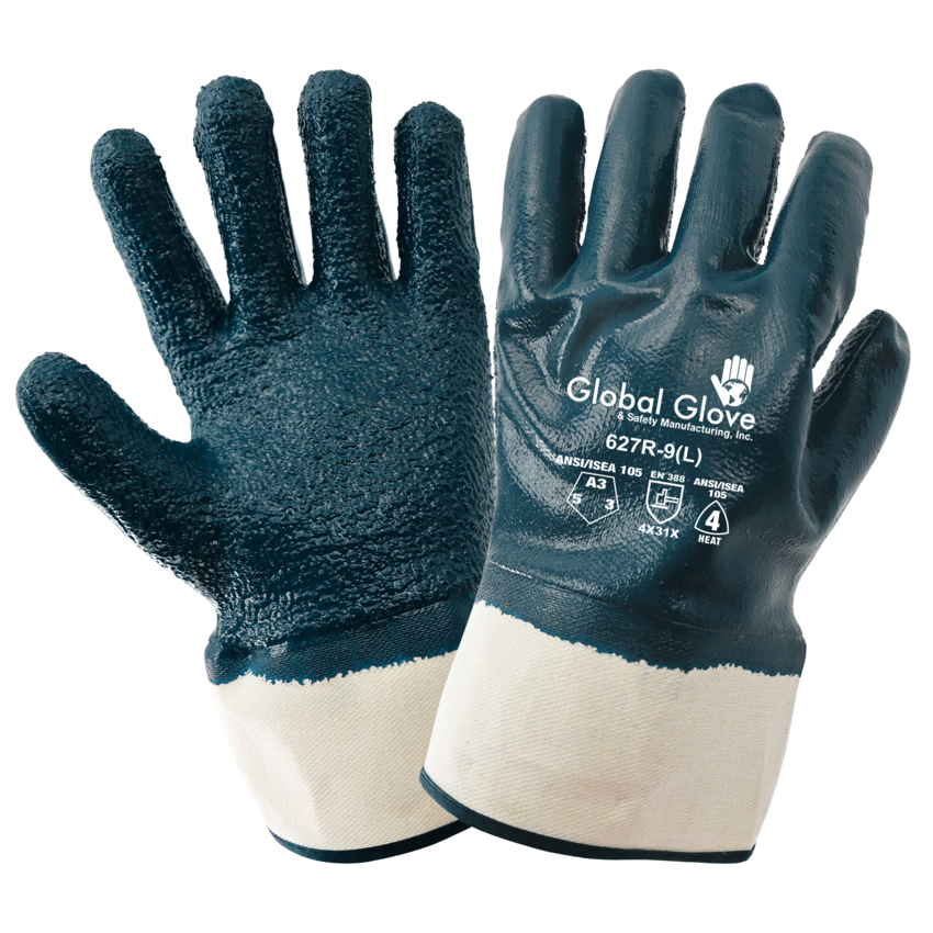 Premium Solid Nitrile Fully Coated Two-Piece Jersey Gloves with Rough Finish