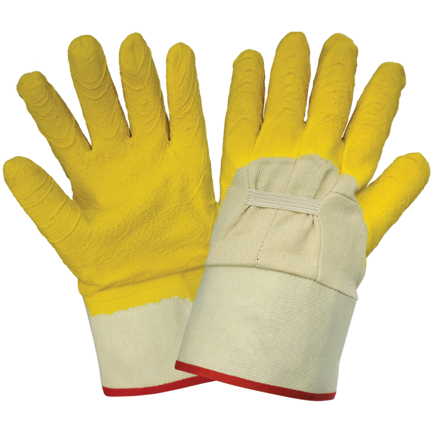 Economy Wrinkle Finish Three-Quarter Rubber Coated Five-Piece Cotton Canvas Gloves