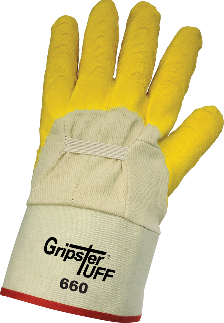 Gripster® Tuff Wrinkle Finish Rubber Three-Quarter Coated Cotton Canvas Gloves