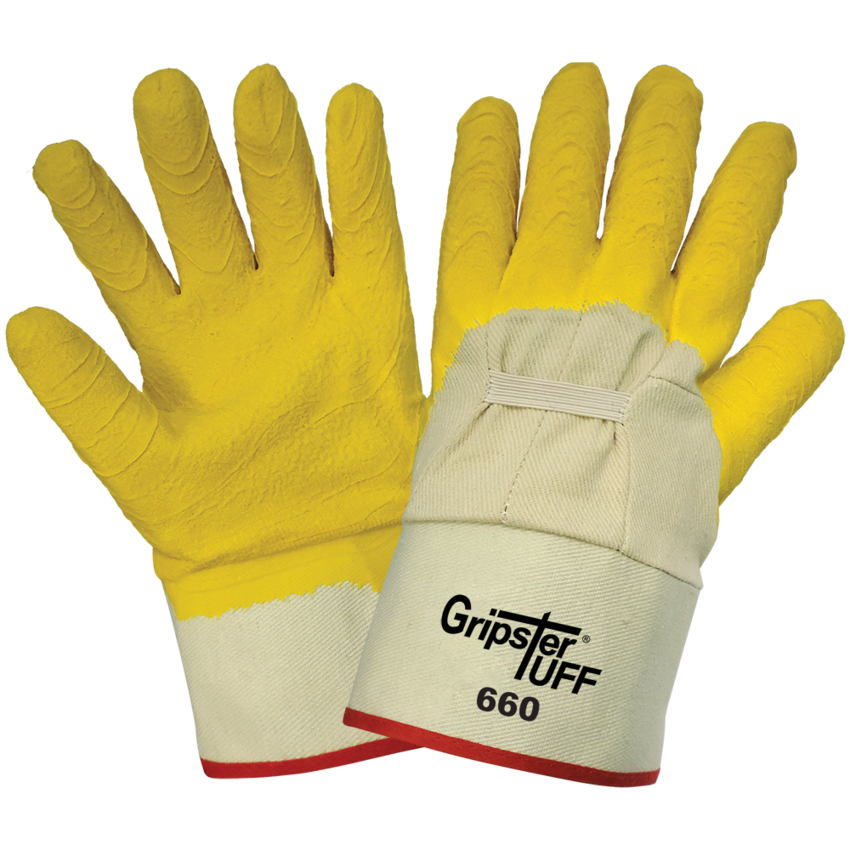 Gripster® Tuff Wrinkle Finish Rubber Three-Quarter Coated Cotton Canvas Gloves