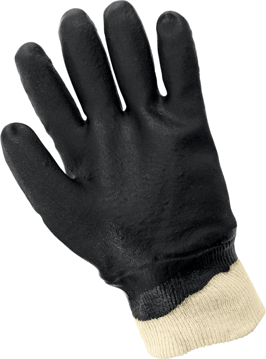 Jersey Liner Double-Coated with Black PVC Chemical Handling Gloves