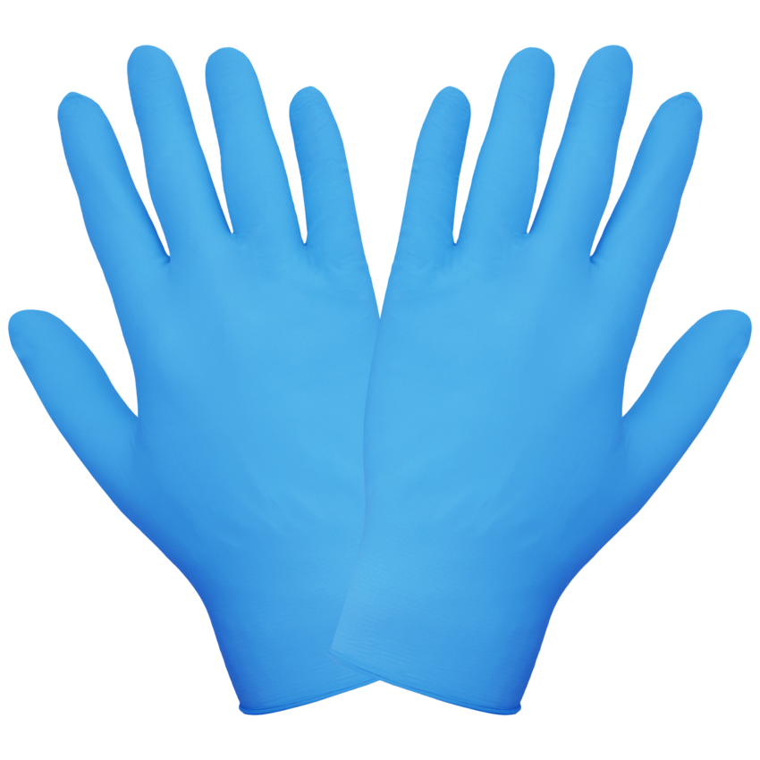 Nitrile, Powder-Free, Industrial-Grade, Lightweight, Blue, 3.5-Mil, Textured Fingertips, 9.5-Inch Disposable Gloves