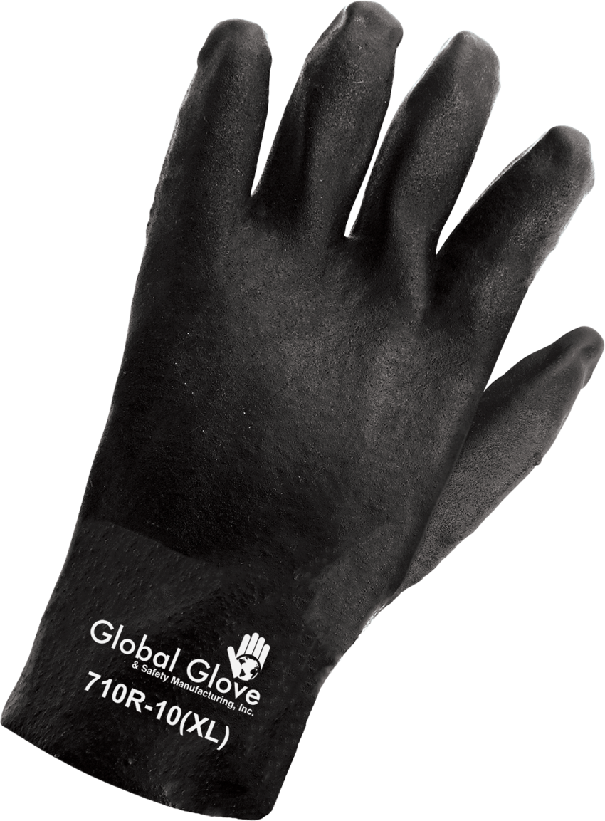 Jersey Liner Double-Coated with Black PVC 10-Inch Chemical Handling Gloves