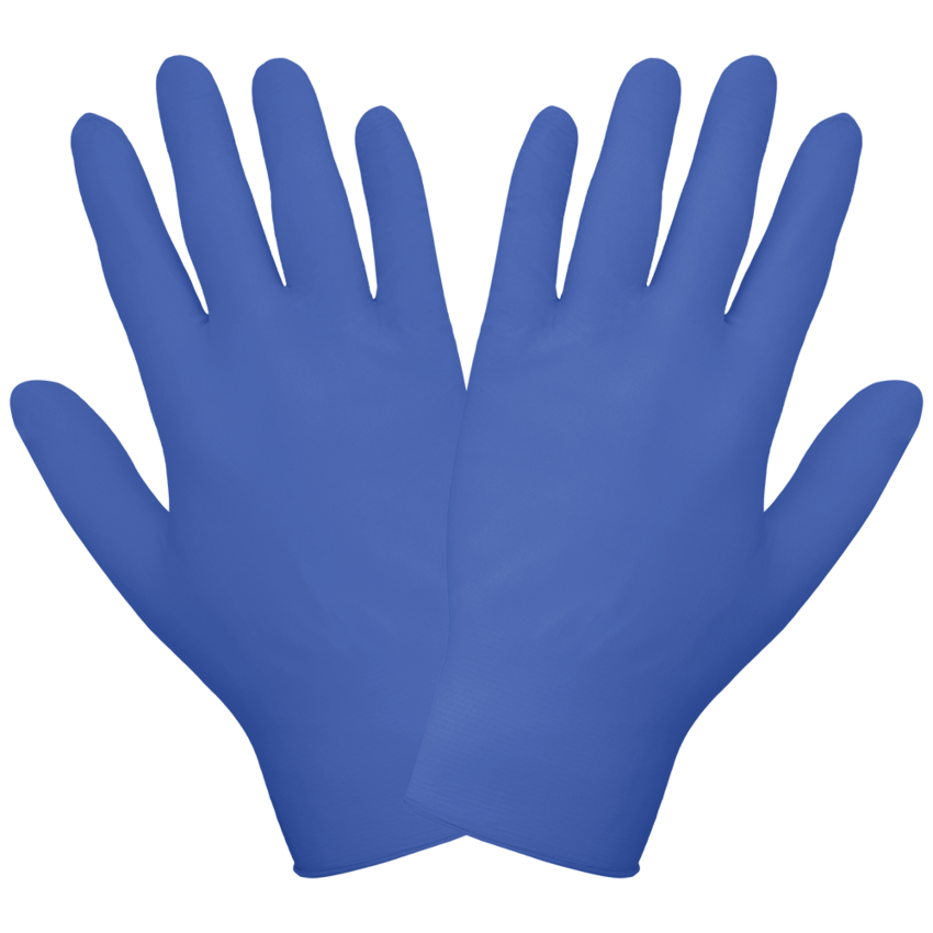 Nitrile, Powder-Free, Industrial-Grade, Lightweight, Royal Blue, 2.5-Mil, Textured Fingertips, 9.5-Inch Disposable Gloves