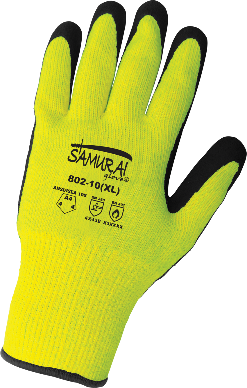 Samurai Glove® High-Visibility Cut, Abrasion, Puncture, and Heat Resistant Dotted Palm Gloves