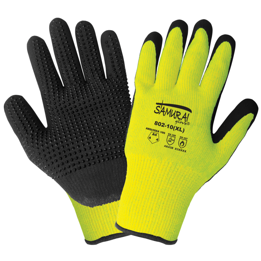 Samurai Glove® High-Visibility Cut, Abrasion, Puncture, and Heat Resistant Dotted Palm Gloves