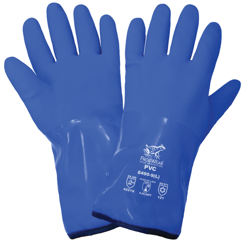 FrogWear® Cold Protection Premium Flexible Waterproof Triple-Coated PVC Chemical Handling Gloves