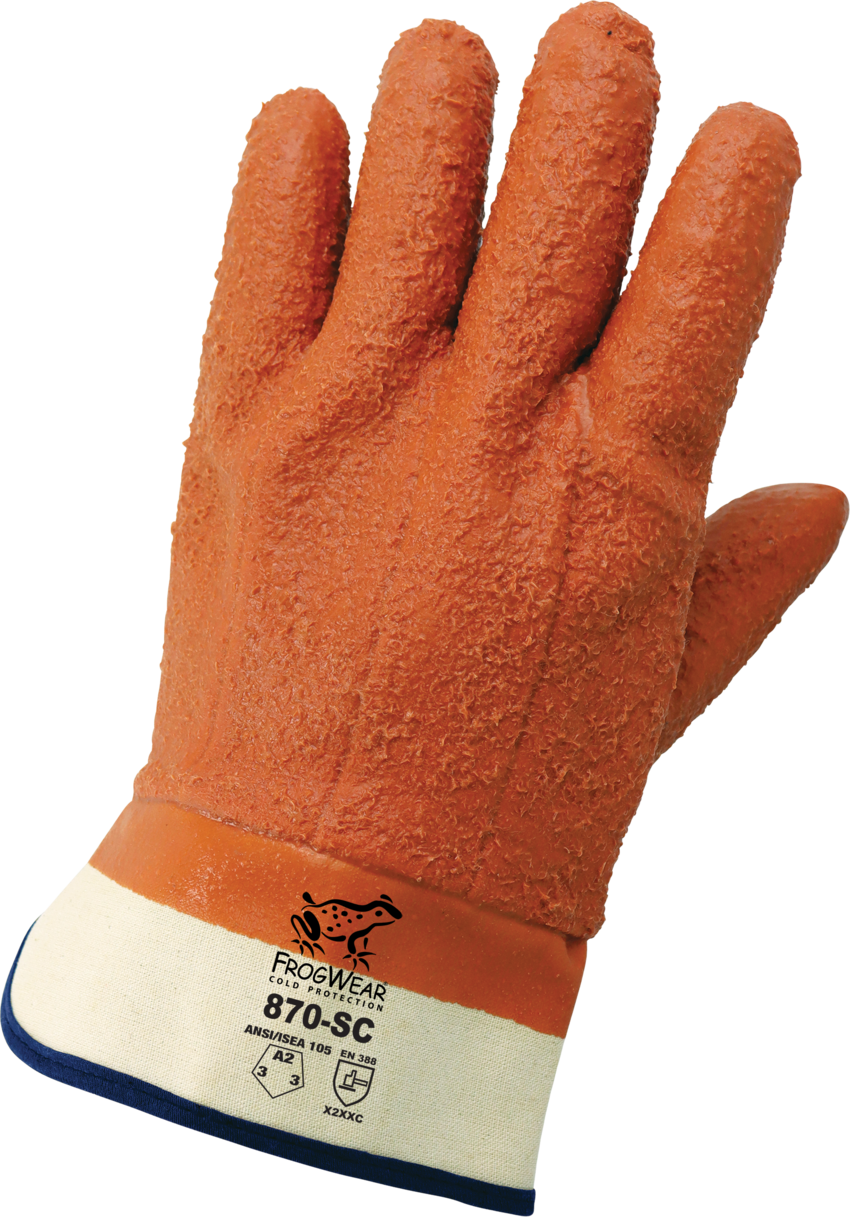 FrogWear® Cold Protection Heavy-Duty Rough Finish PVC Cut, Abrasion, and Puncture Resistant Gloves