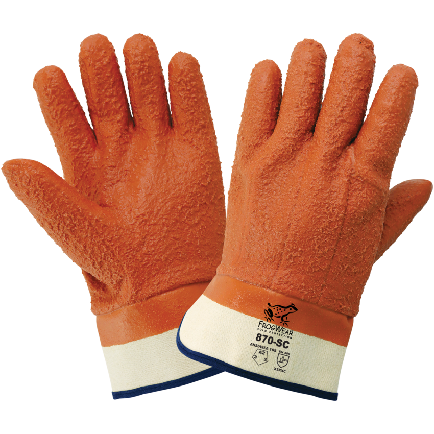 FrogWear® Cold Protection Heavy-Duty Rough Finish PVC Cut, Abrasion, and Puncture Resistant Gloves