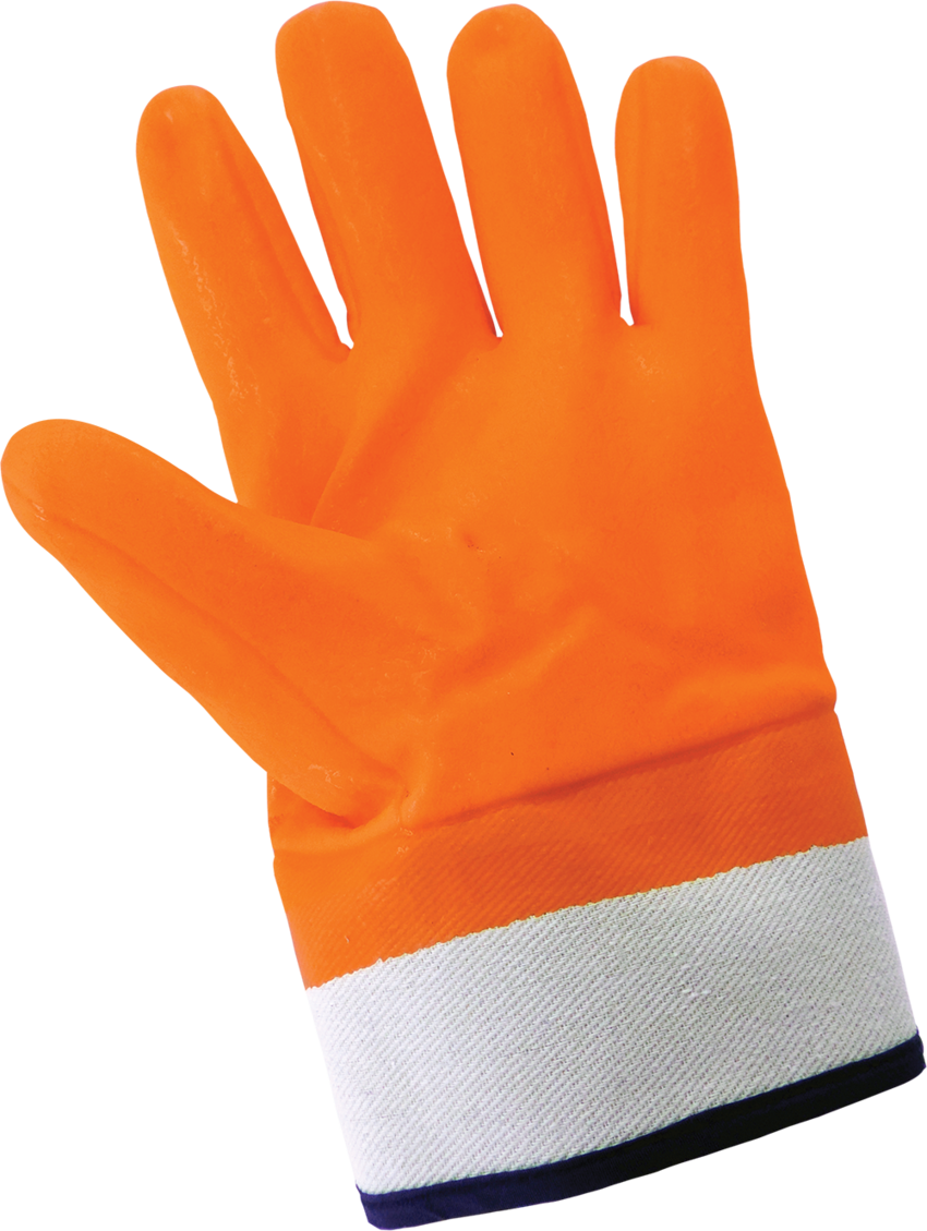 FrogWear® Cold Protection High-Visibility Insulated Double-Coated PVC Waterproof Chemical Gloves with Cut, Abrasion, and Puncture Resistance