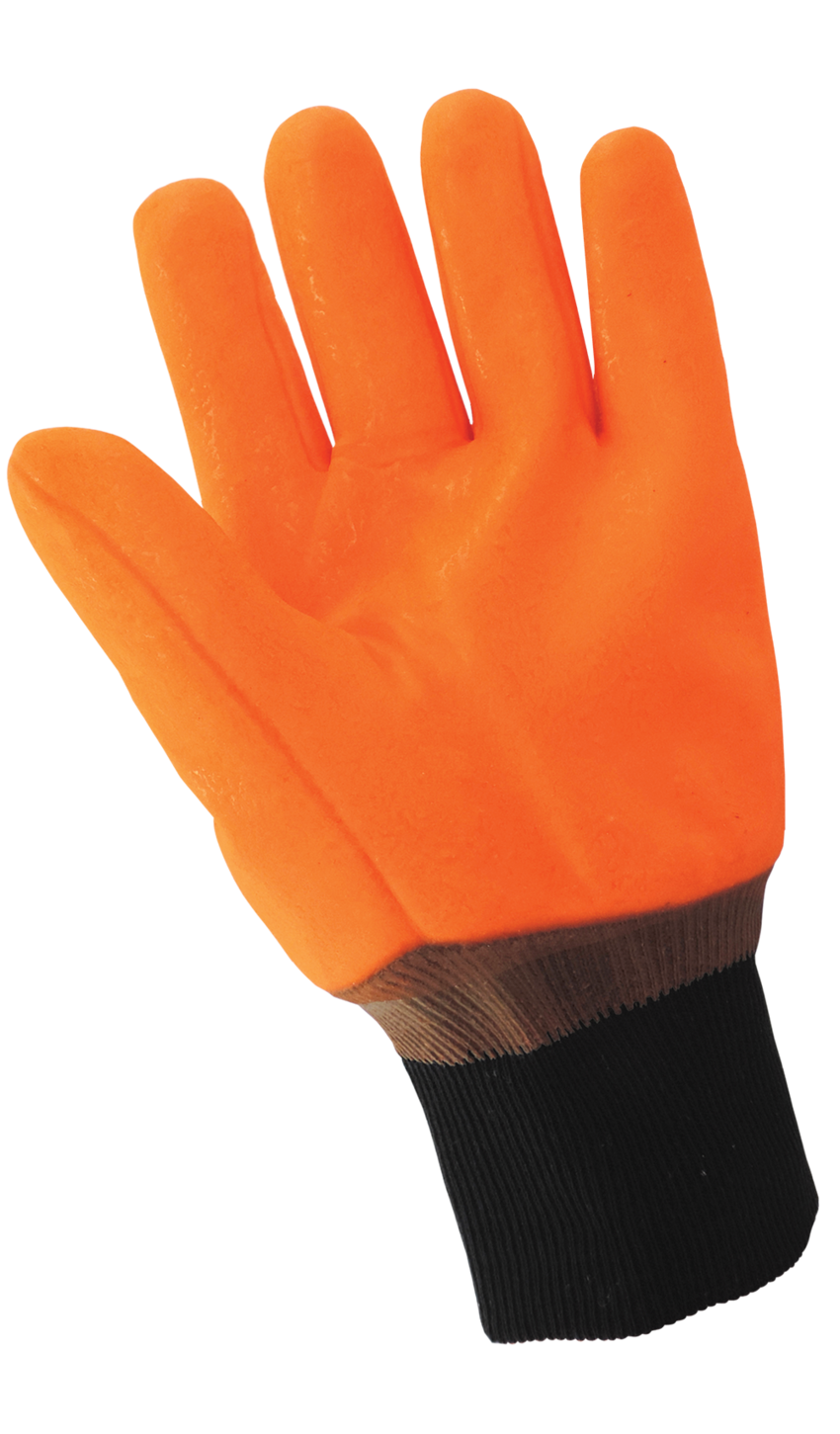 FrogWear® Cold Protection High-Visibility Insulated Double-Coated with PVC Chemical Handling Gloves with Cut, Abrasion, and Puncture Resistance