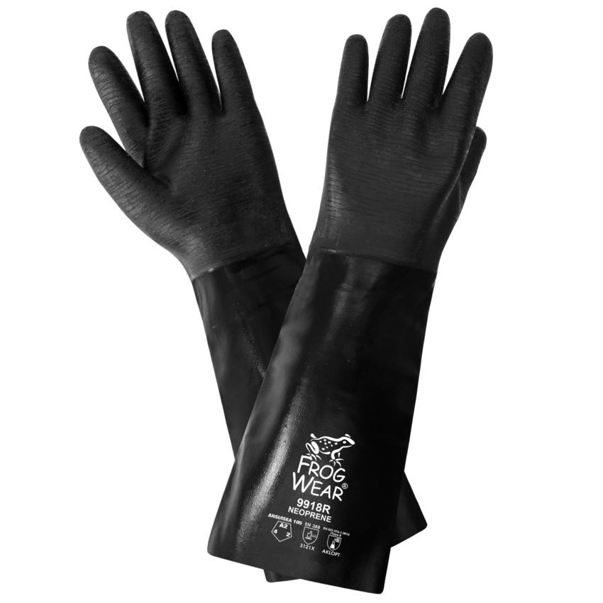 FrogWear® Premium Neoprene Rough Etched Finish 18-Inch Chemical Handling Gloves