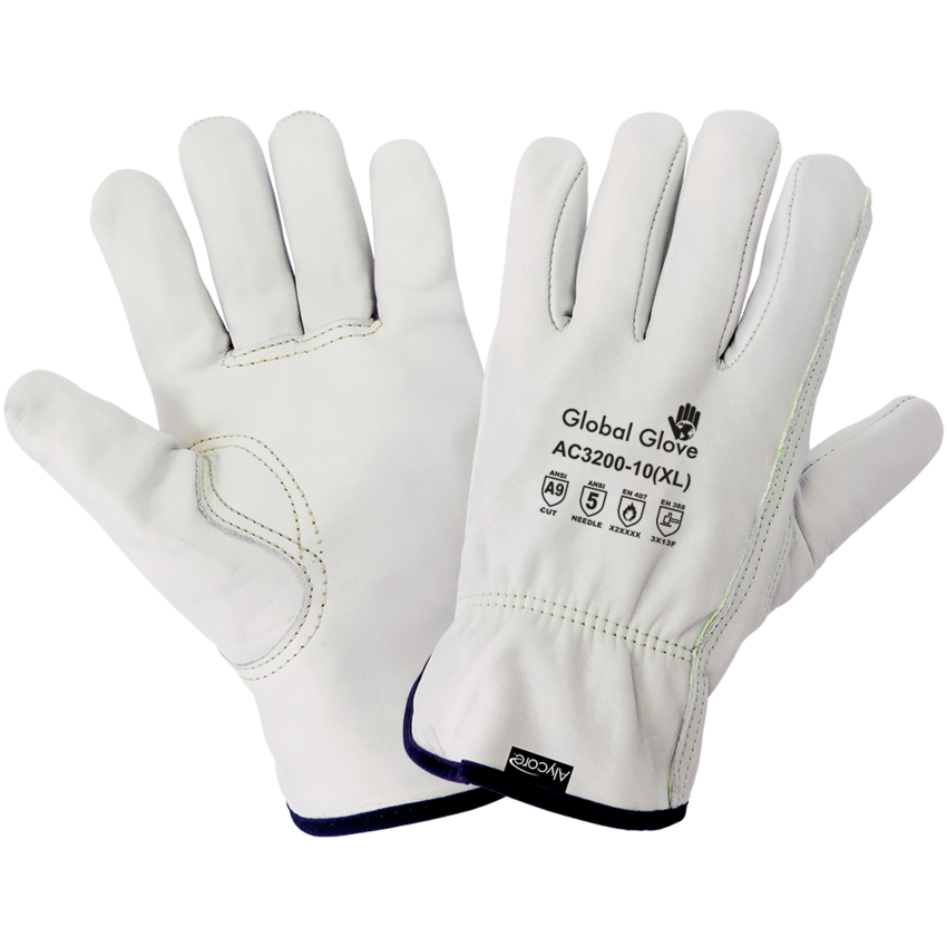 Cut and Hypodermic Needle Resistant Leather Gloves Sewn with Aramid Fiber