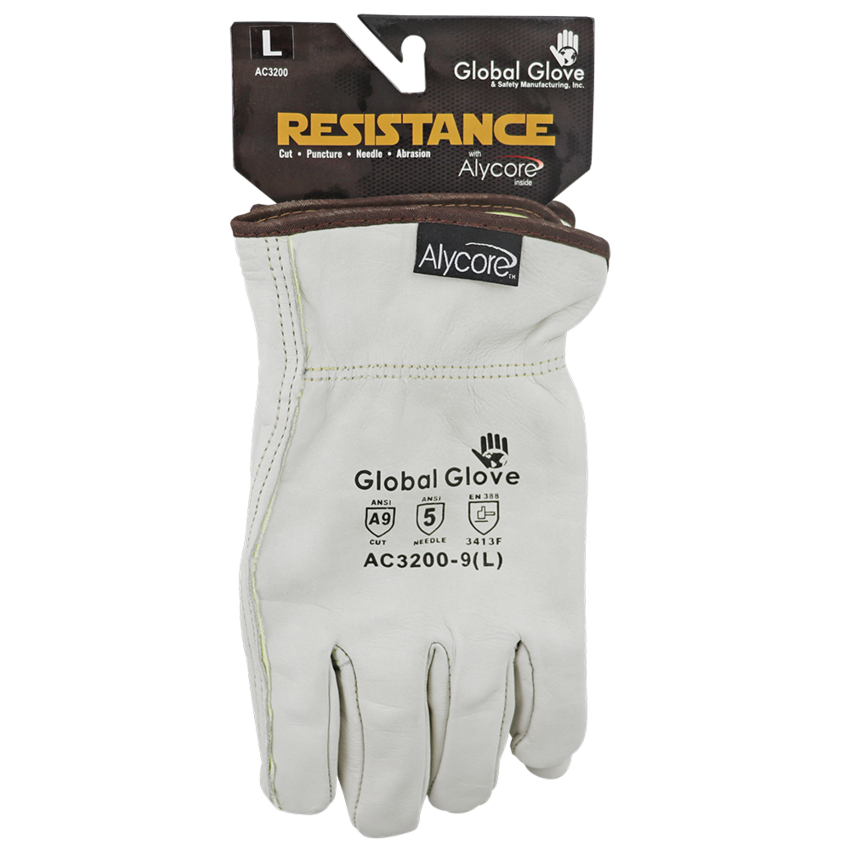 Cut and Hypodermic Needle Resistant Leather Gloves Sewn with Aramid Fiber