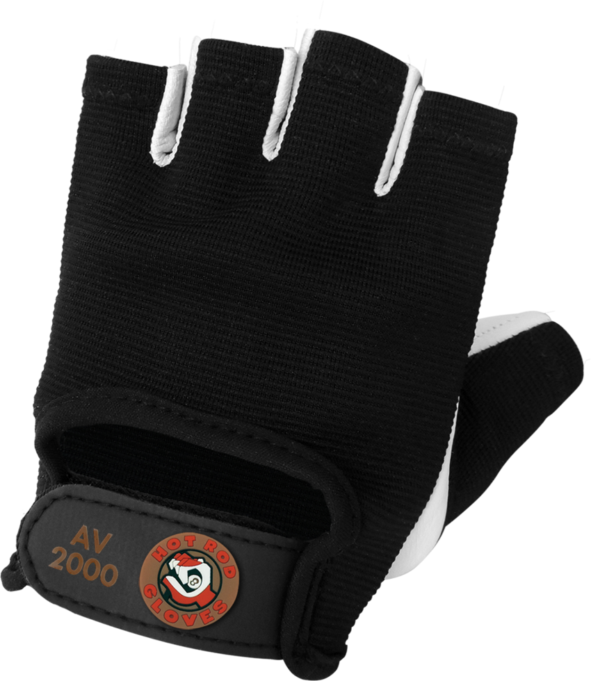 Hot Rod Gloves® Premium-Grade Grain Goatskin Leather Fingerless Gloves with Anti-Shock/Vibration Padding