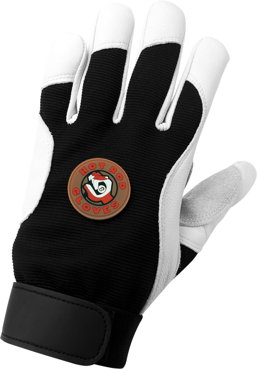 Hot Rod Gloves® Premium-Grade Grain Goatskin Leather Palm Mechanics Style Gloves with an Anti-Shock/Vibration Dampening Palm