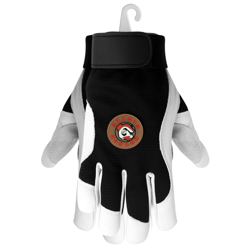 Hot Rod Gloves® Premium-Grade Grain Goatskin Leather Palm Mechanics Style Gloves with an Anti-Shock/Vibration Dampening Palm