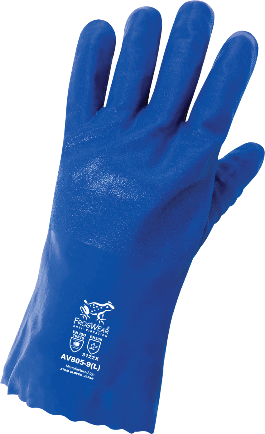 FrogWear® Anti-Vibration Nitrile Chemical Handling Gloves with an Anti-Shock/Vibration Dampening Palm