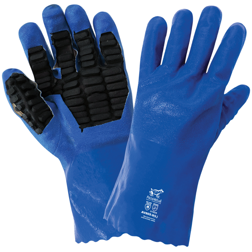 FrogWear® Anti-Vibration Nitrile Chemical Handling Gloves with an Anti-Shock/Vibration Dampening Palm